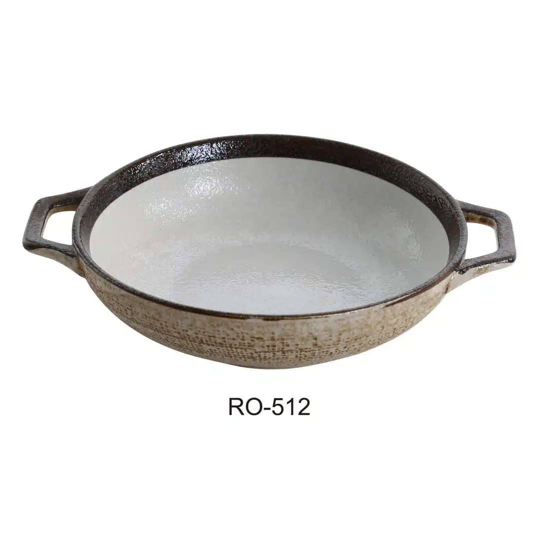 Yanco RO-512 Rockeye 11.5" X 8.75" X 2.25" Bowl With Handle 40 Oz, China, Two-Tone, Pack of 12