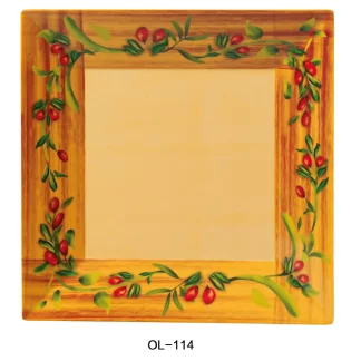 Yanco OL-114 Olive 14" Square Plate, Melamine, Pack of 12