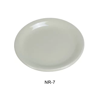 Yanco NR-7 Normandy Plate, Narrow Rim, 7.25" Diameter, China, American White Color, Pack of 36