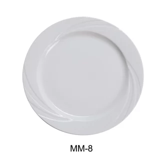 Yanco MM-8 Miami 9.125" Dinner Plate, Porcelain, Bone White, Pack of 24
