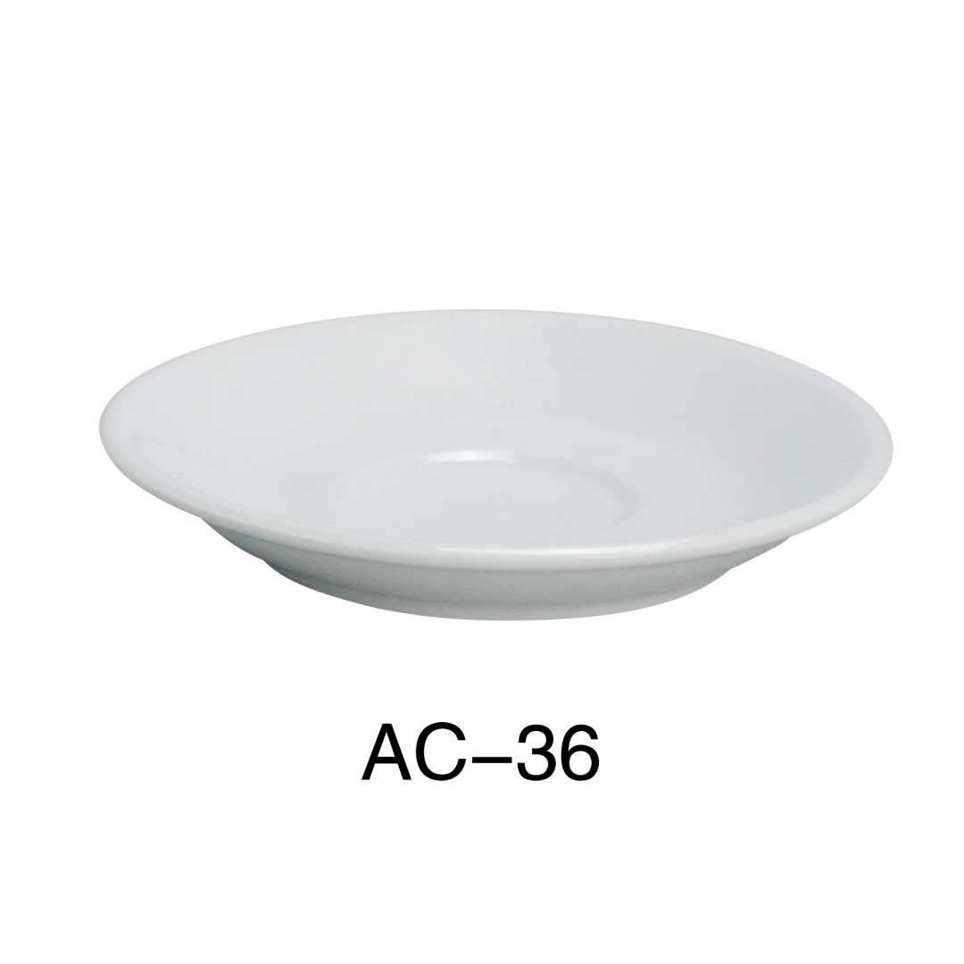 Yanco AC-36 Abco 4.5" Saucer, Porcelain, Super White, Pack of 36