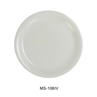 Yanco MS-106IV Mile Stone Narrow Rim Round Plate, 6.5" Diameter, Melamine, Ivory Color, Pack of 48