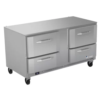 Victory Refrigeration VUFD60HC-4 60.00'' 2 Section Undercounter Freezer with Solid 4 Drawers and Front Breathing Compressor