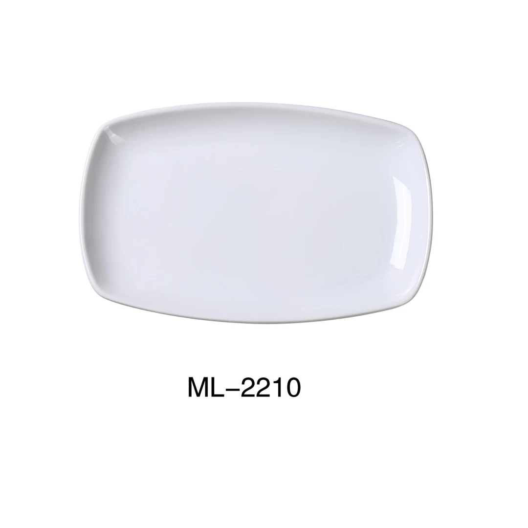 Yanco ML-2210 Mainland 9 3/4" X 6 1/4 X 1" Rectangular Plate With Rounded Corner, Porcelain, Super White, Pack of 24