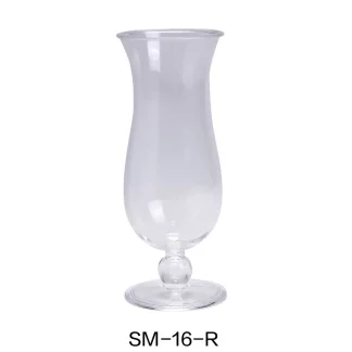Yanco SM-16-R Stemware 16 Oz Hurricane Glass, 3" Diameter, 8" Height, Plastic, Clear Color, Pack of 24