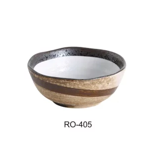 Yanco RO-405 Rockeye Collection, 4.5" Miso Soup Bowl, 8 Oz Capacity, 2.125" Height, China, Two-Tone, Pack of 36
