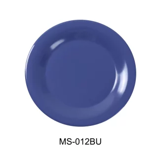 Yanco MS-012BU Mile Stone Wide Rim Round Plate, 12" Diameter, Melamine, Bule Color, Pack of 12