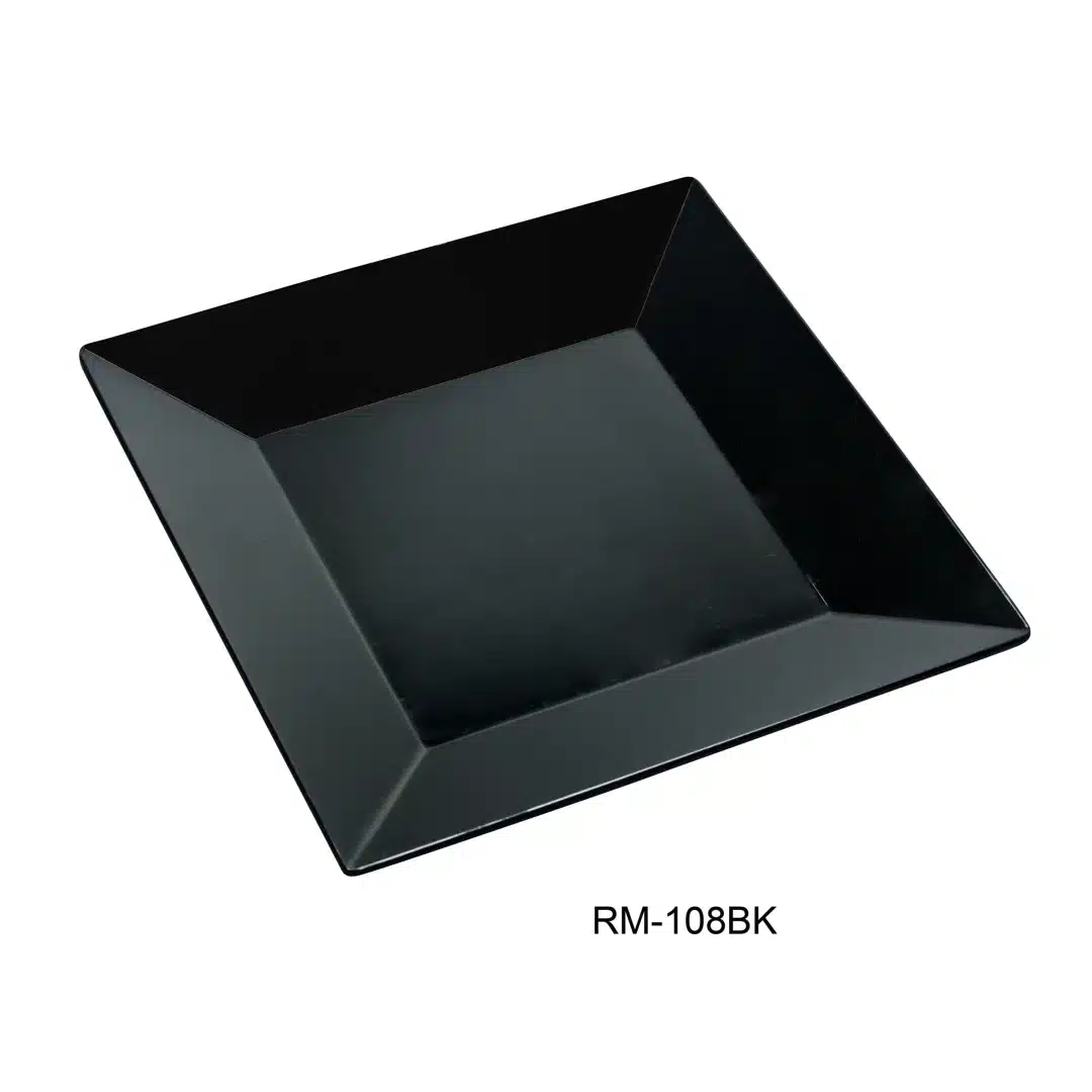 Yanco RM-108BK Rome Square Plate, 8" Length, 8" Width, Melamine, Black Color, Pack of 48