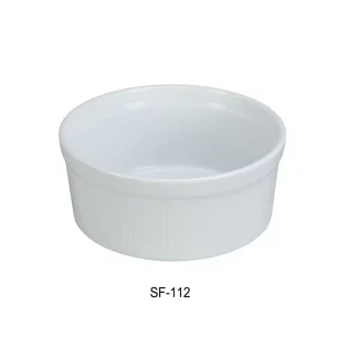 Yanco SF-112 Souffle Bowl, Fluted, 12 Oz Capacity, 4.5" Diameter, 2.25" Height, Porcelain, Super White, Pack of 24