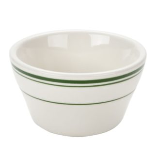 Yanco GB-4 Green Band Bouillon Bowl, 7.25 Oz Capacity, 4" Diameter, 2.25" Height, China, American White Color, Pack of 36