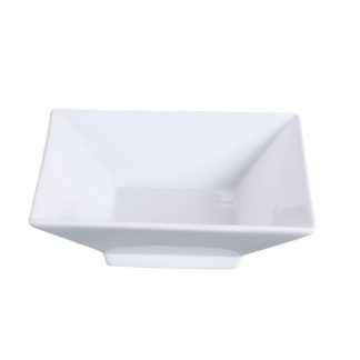 Yanco LK-407 7.25" Square Bowl With Foot, 12 Oz Capacity, Porcelain, Bone White, Pack of 24