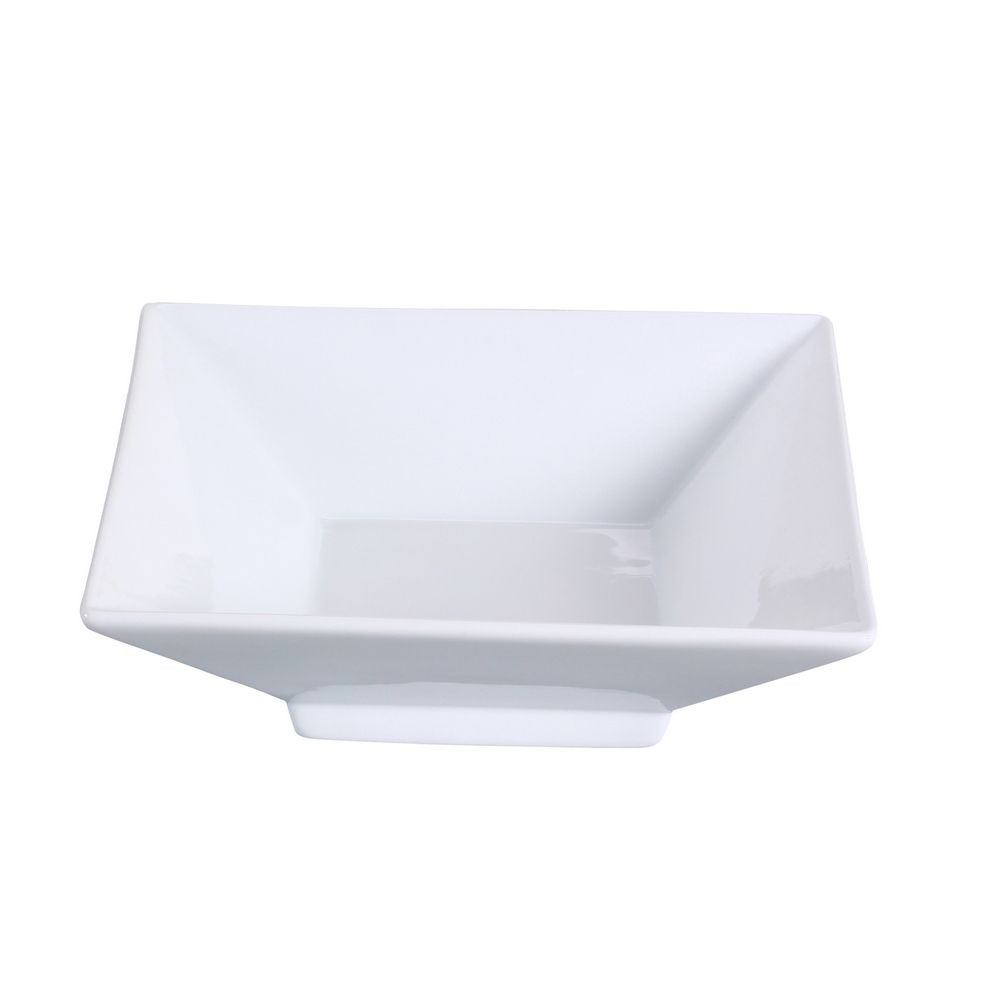 Yanco LK-407 7.25" Square Bowl With Foot, 12 Oz Capacity, Porcelain, Bone White, Pack of 24