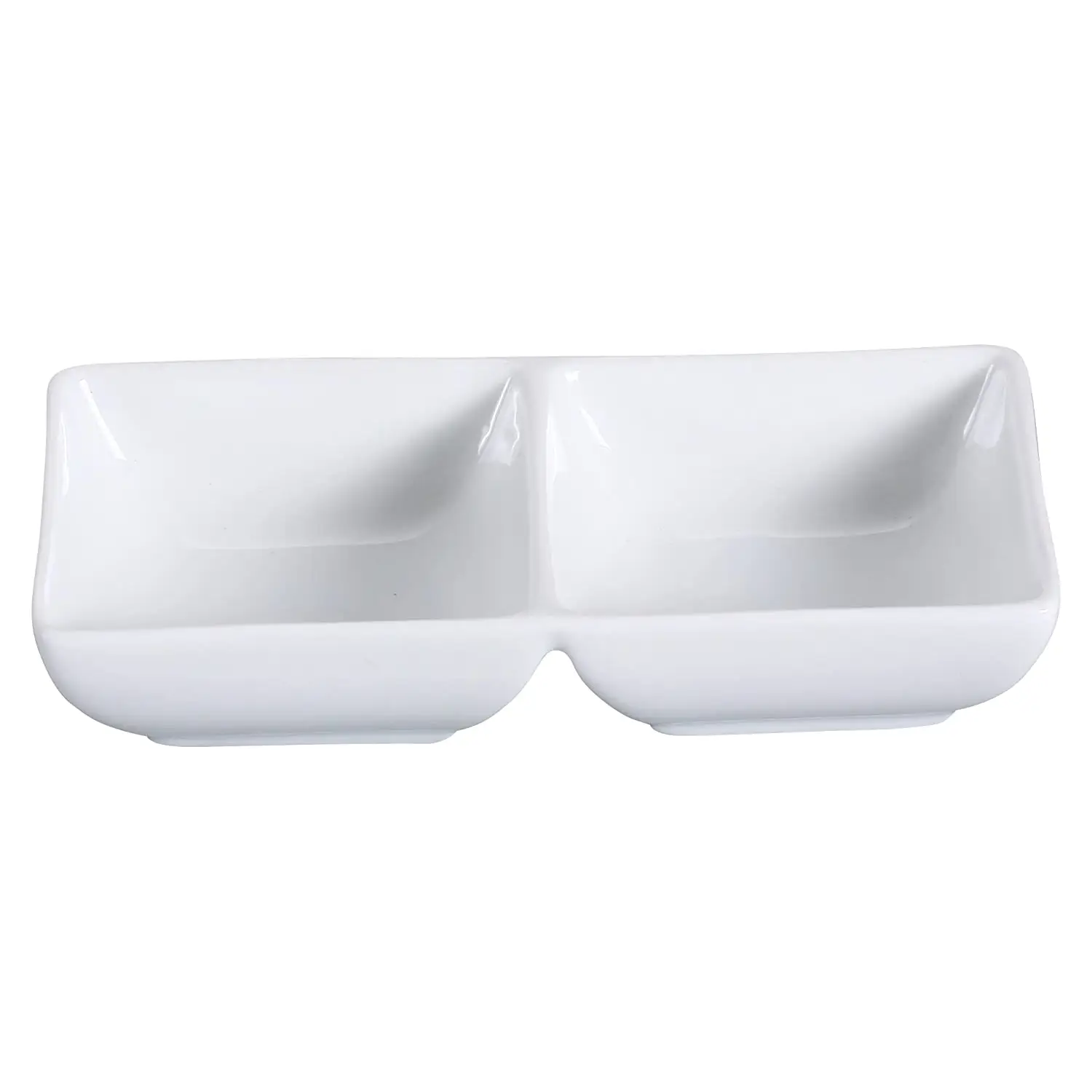 Yanco LK-505 Double Dish, 2 Oz/Well, 5.5" Length X 2.75" Width, Porcelain, Bone White, Pack of 36