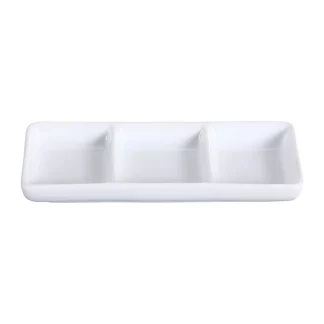 Yanco LK-506 Triple Dish, 1.5 Oz /Well, 6" Length X 2.5" Width, Porcelain, Bone White, Pack of 36