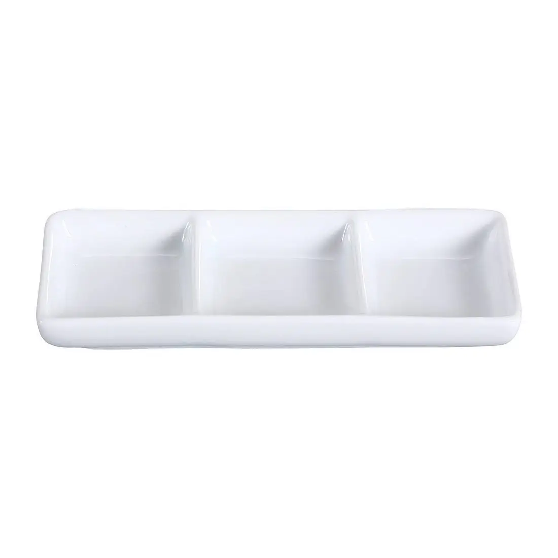 Yanco LK-506 Triple Dish, 1.5 Oz /Well, 6" Length X 2.5" Width, Porcelain, Bone White, Pack of 36