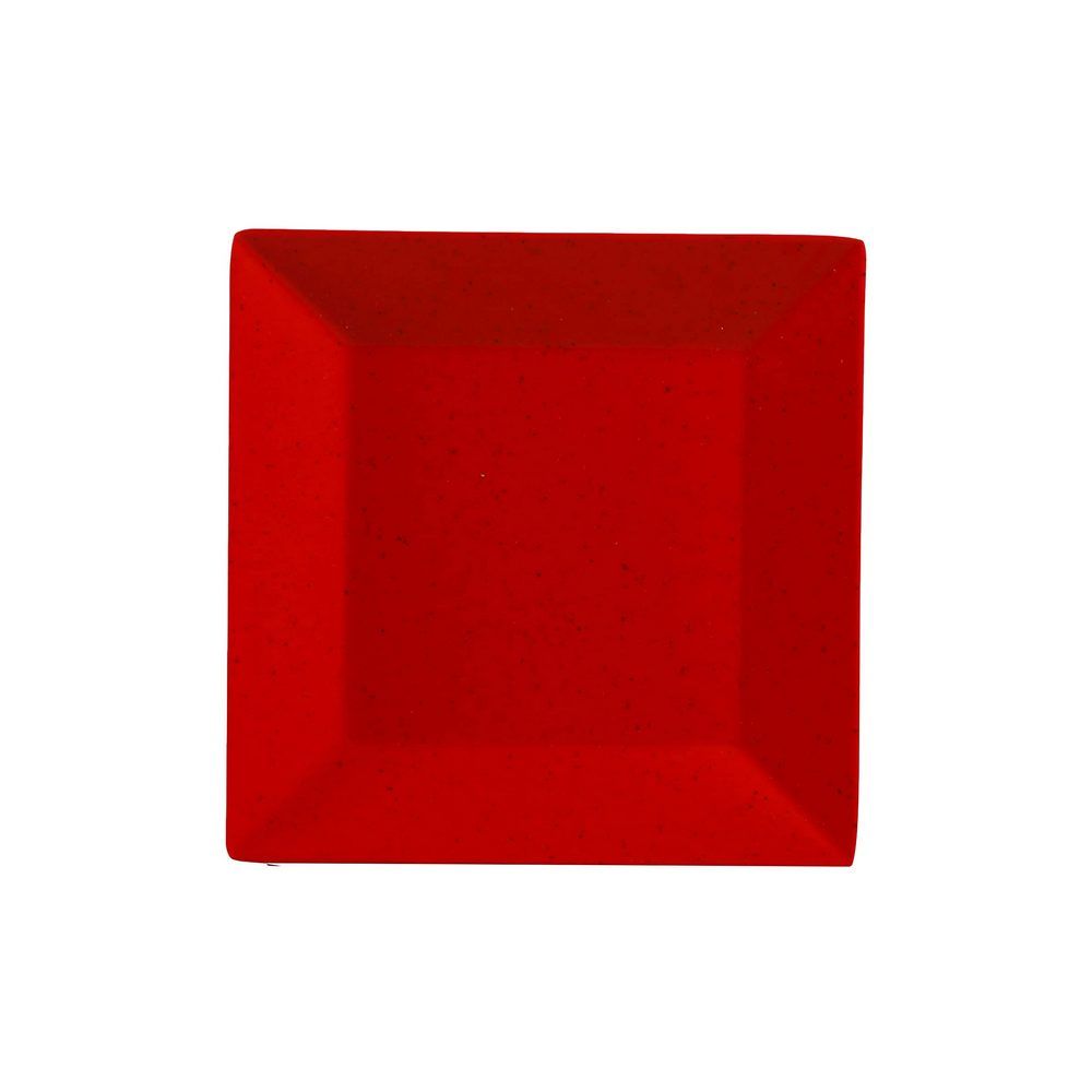 Yanco ME-114 Mexico Plate, Square, 14" Length, 14" Width, Melamine, Red Color With Black Speckled, Pack of 12