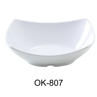Yanco OK-807 Osaka-1 Bowl, Rectangular, 12 Oz Capacity, 6.75" Length, 5.125" Width, 1.75" Height, Melamine, White Color, Pack of 48