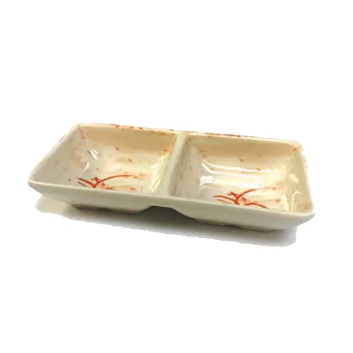 Yanco OR-4031 Orchis Two Divided Sauce Dish, 5.75" Length, 2.75" Width, Melamine, Pack of 72