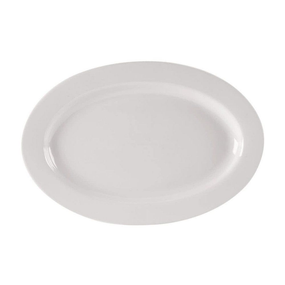 Yanco RE-34 Recovery Oval Platter, 9.375" Length, 6.5" Width, China, American White Color, Pack of 24