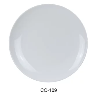 Yanco CO-109 Coupe Pattern Round Plate, 9" Diameter, Melamine, White Color, Pack of 24