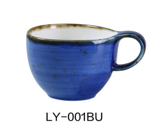 Yanco LY-001BU Lyon 4" Coffee/Tea Cup 7 Oz, Reactive Glaze, Blue Color, Pack of 36