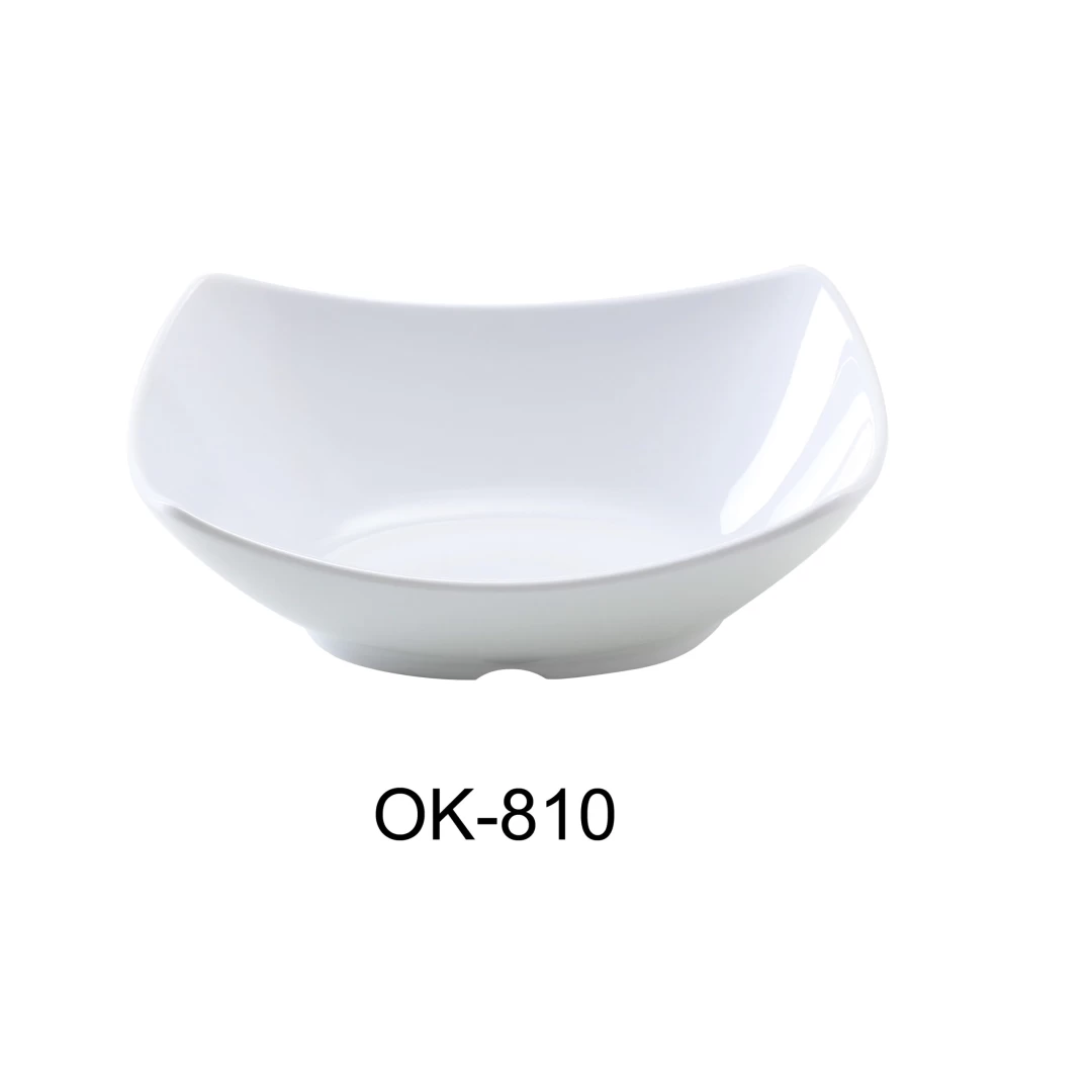 Yanco OK-810 Osaka-1 Bowl, Rectangular, 42 Oz Capacity, 9.75" Length, 7.5" Width, 2.5" Height, Melamine, White Color, Pack of 24