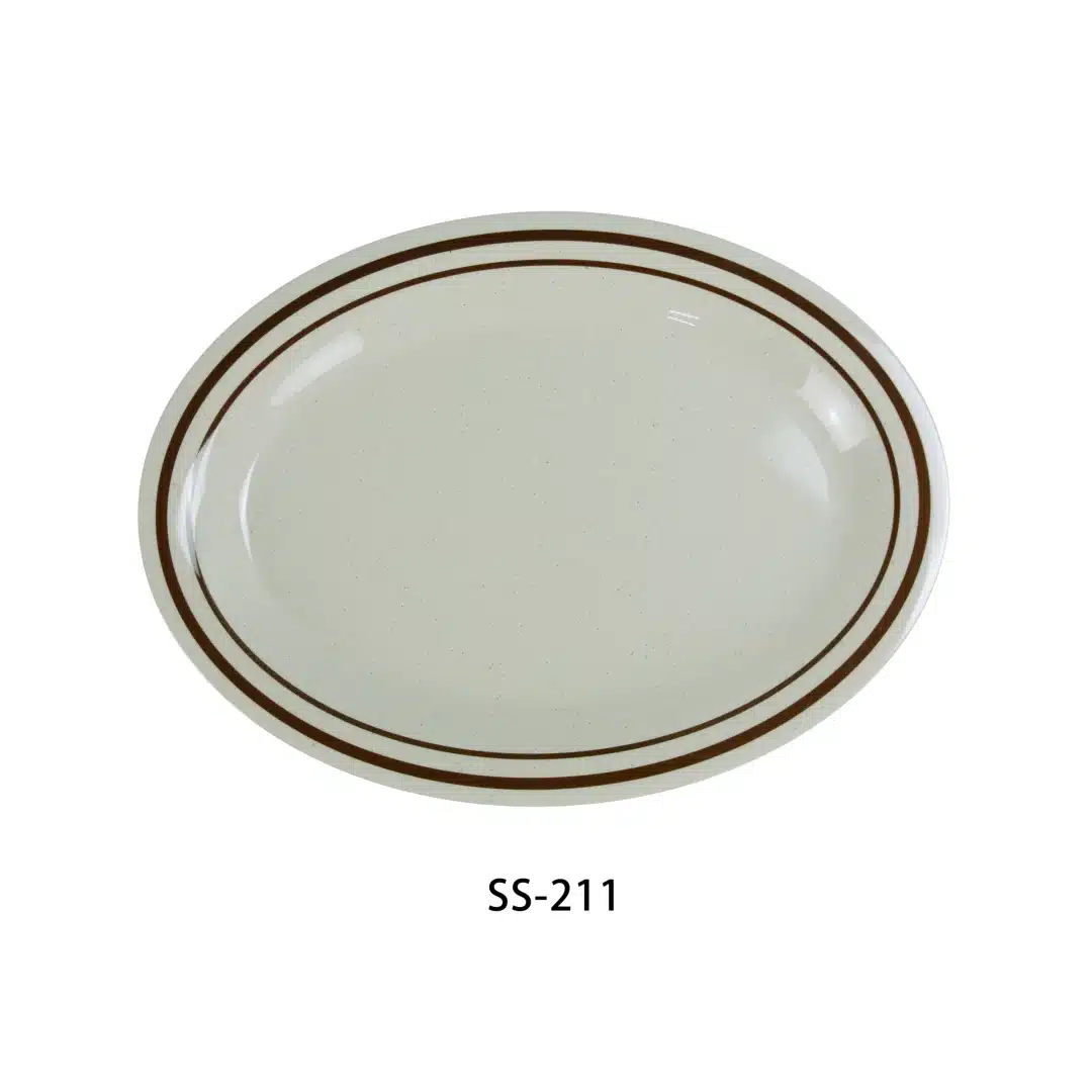 Yanco SS-211 Sesame Oval Platter, 11.5" Length, 8" Width, Melamine, Pack of 24