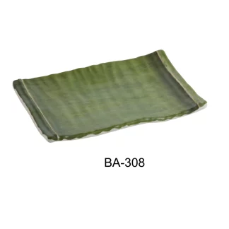 Yanco BA-308 Bamboo Style 8" X 5" Rectangular Plate, Melamine, Pack of 48