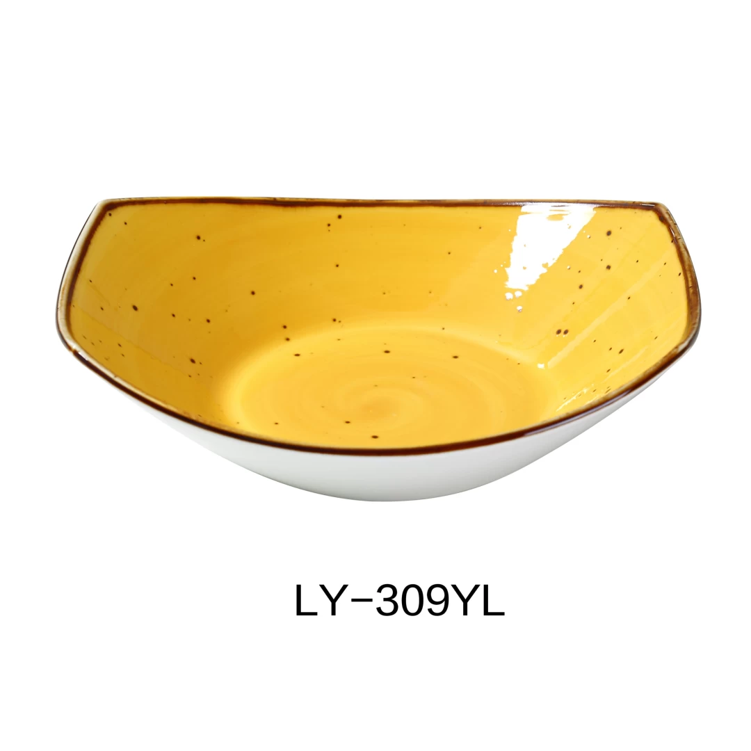 Yanco LY-309YL Lyon 9" Pasta/Salad Plate 20 Oz, Reactive Glaze, Yellow Color, Pack of 24