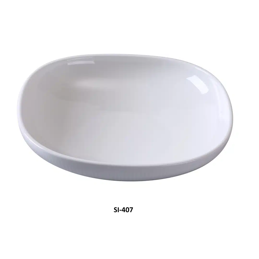Yanco SI-407 Siena Collection 7" Square Bowl, 16 Oz, Bone White, Porcelain (Pack of 24)