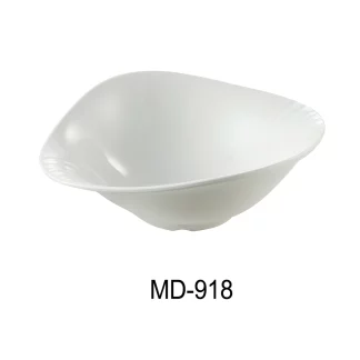 Yanco MD-918 Milando Bowl, 3.5 Qt Capacity, 18" Length, 14.5" Width, 5" Height, Melamine, White Color, Pack of 6