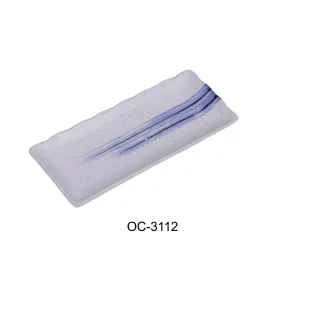 Yanco OC-3112 Ocean 11 1/2" X 5 1/2" Rectangular Sushi Plate, Porcelain, Pack of 12