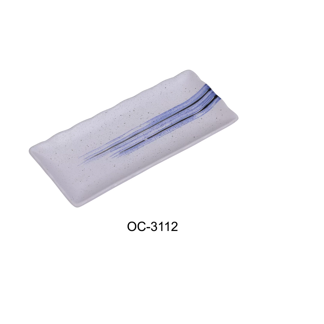 Yanco OC-3112 Ocean 11 1/2" X 5 1/2" Rectangular Sushi Plate, Porcelain, Pack of 12