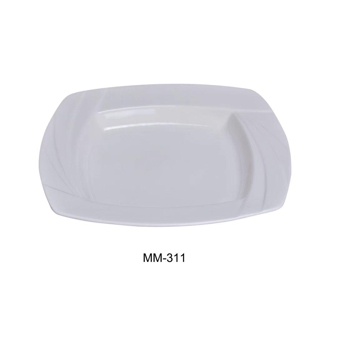 Yanco MM-311 Miami 11" Square Pasta Bowl, 24 Oz Capacity, Porcelain, Bone White, Pack of 12