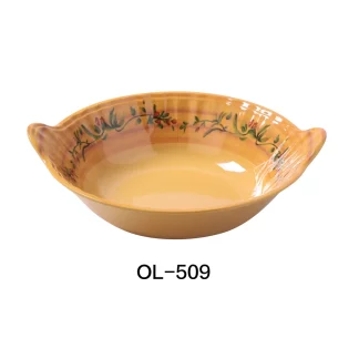 Yanco OL-509 Olive 8" Bowl With Handle 1 Qt, 9" Length And 3" Height With Handle, Melamine, Pack of 12