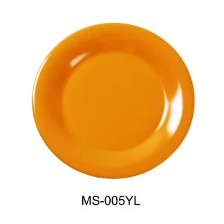 Yanco MS-005YL Mile Stone Wide Rim Round Plate, 5.5" Diameter, Melamine, Yellow Color, Pack of 48