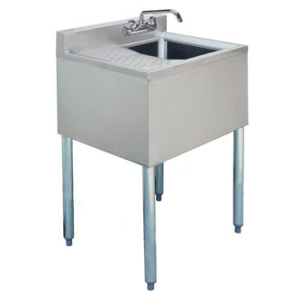 Prepline BAR-1C-L Stainless Steel 1 Bowl Underbar Hand Sink with Faucet and Left Drainboard- 24" x 18"