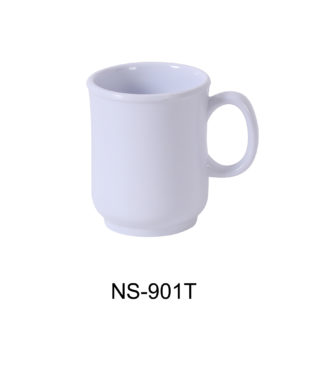 Yanco NS-901W Nessico Coffee/Tee Mug, 8 Oz Capacity, 2.85" Height, 3.5" Diameter, Melamine, White Color, Pack of 48