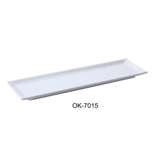 Yanco OK-7015 Osaka-2 Sushi Plate, 14.5" Length, 4.25" Width, Melamine, White Color, Pack of 12
