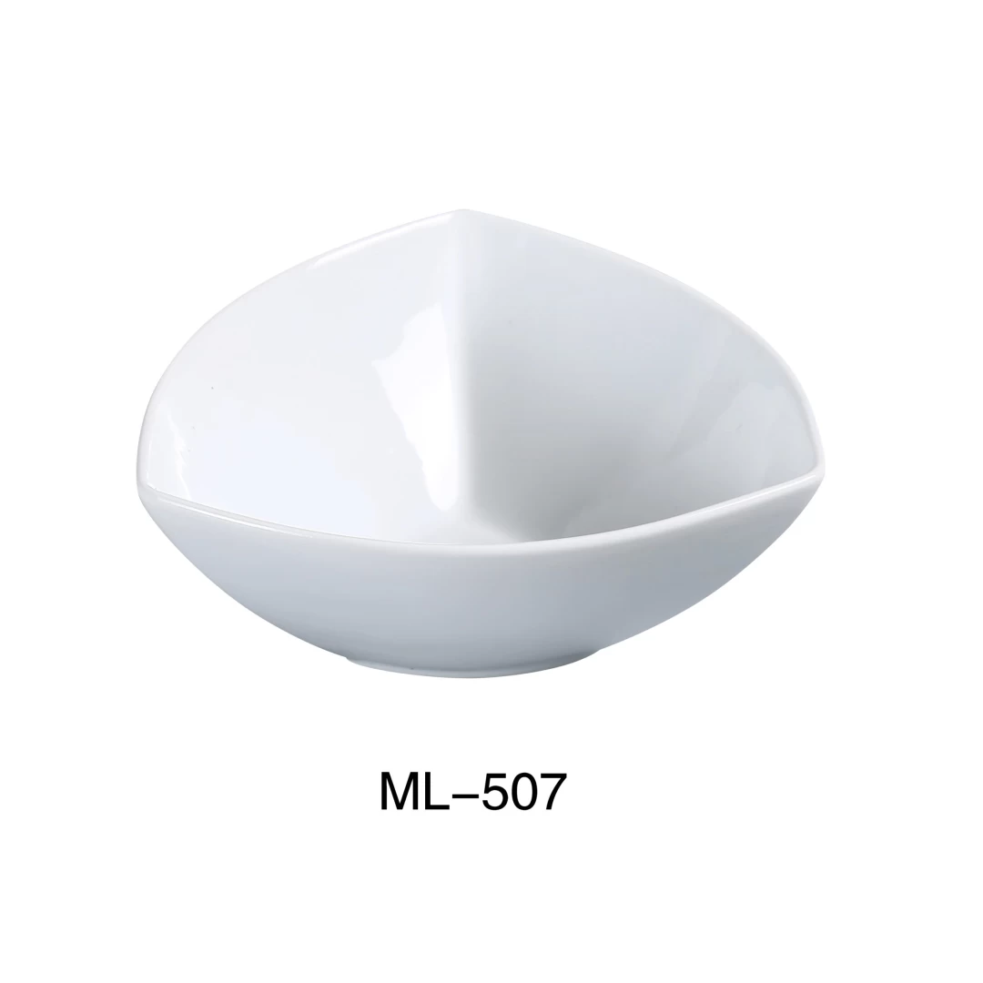 Yanco ML-507 7" Triangle Bowl, 24 Oz Capacity, Porcelain, Super White, Pack of 24