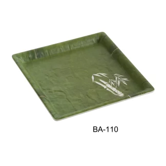 Yanco BA-110 Bamboo Style Collection, 10" Square Plate, 10" Length, 10" Width, 1" Height, Melamine, Pack of 24