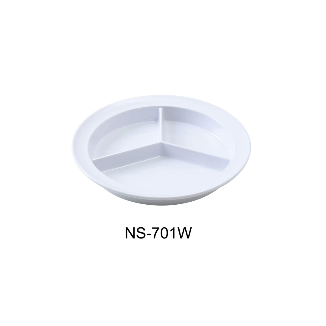 Yanco NS-701W Nessico Deep Compartment Plate, 8.75" Diameter, Melamine, White Color, Pack of 24