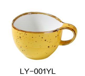 Yanco LY-001YL Lyon 4" Coffee/Tea Cup 7 Oz, Reactive Glaze, Yellow Color, Pack of 36