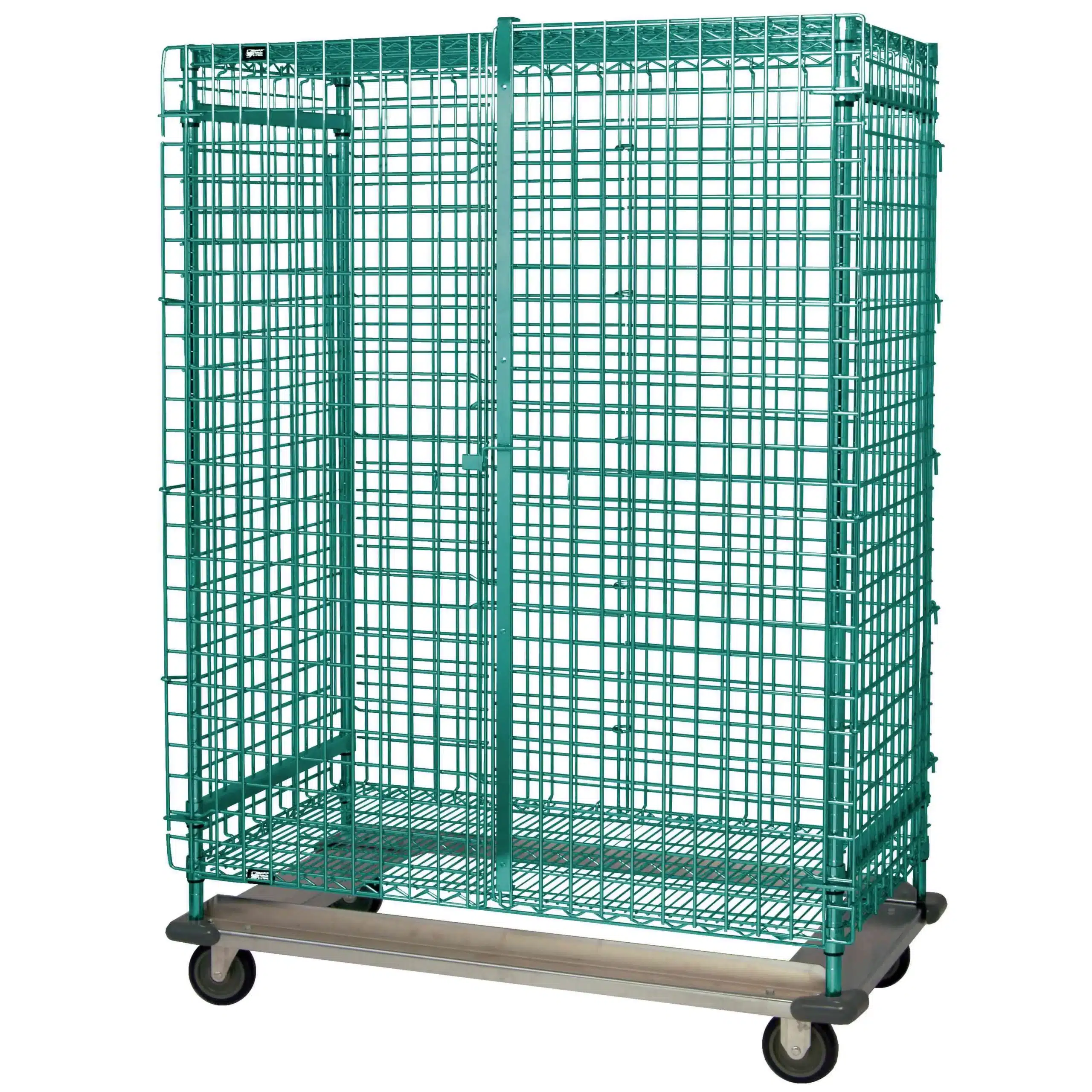 Quantum Foodservice MD1836-70SECP Wire Dolly Based Security Cart Green Epoxy