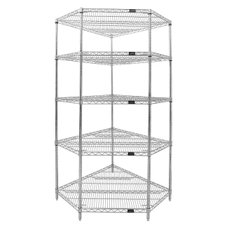 Quantum Foodservice WR86-2442CRNC-5 Corner Wire 5 Shelf Kit Chrome 86In