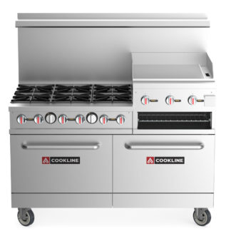 Cookline CR60-24RG 60" 6 Burner Natural Gas Range with 2 Ovens with 24" Raised Griddle and Broiler - 278,000 BTU