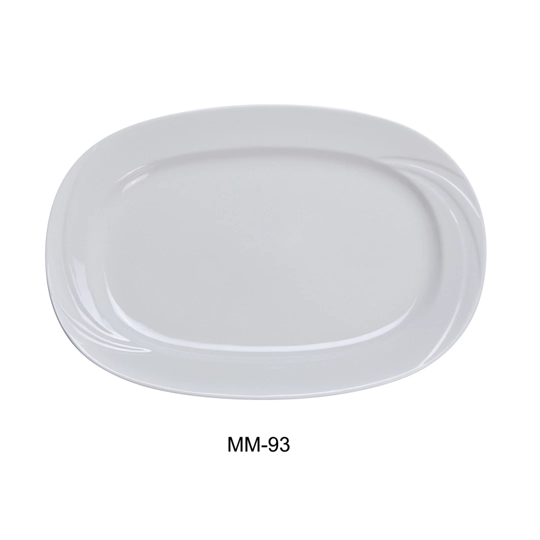 Yanco MM-93 Miami Rectangular Platter, 11.75" Length X 8.5" Width, Porcelain, Bone White, Pack of 12