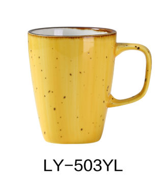 Yanco LY-503YL Lyon 10 Oz Mug, 3.25" Diameter, 4" Height, Reactive Glaze, Yellow Color, Pack of 36