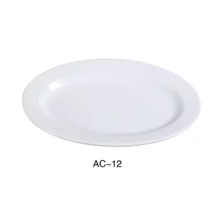 Yanco AC-12 Abco-1 Oval Platter, 10.625" Length X 7" Width, Porcelain, Super White, Pack of 24