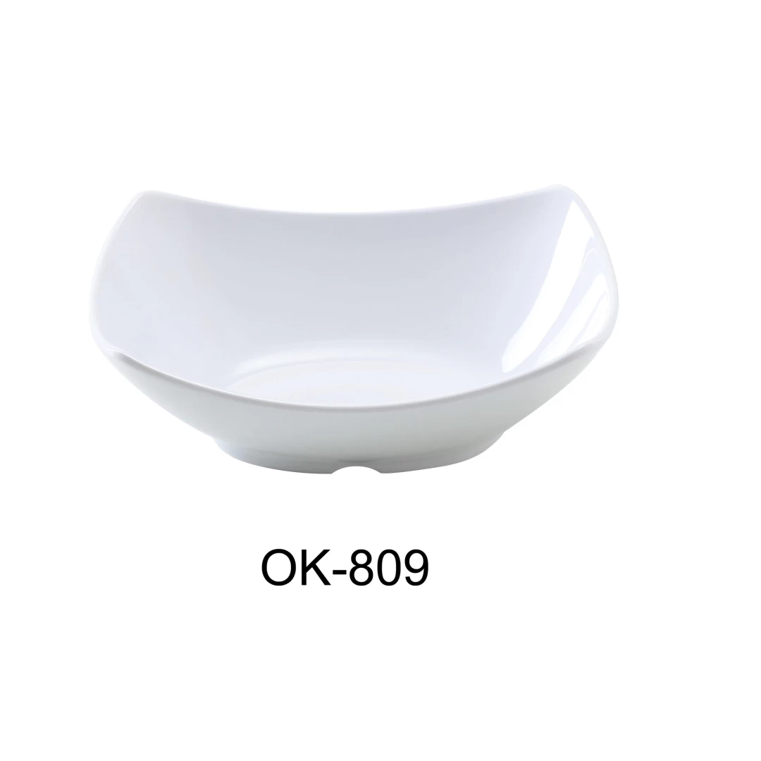 Yanco OK-809 Osaka-1 Bowl, Rectangular, 30 Oz Capacity, 8.75" Length, 6.75" Width, 2.25" Height, Melamine, White Color, Pack of 24